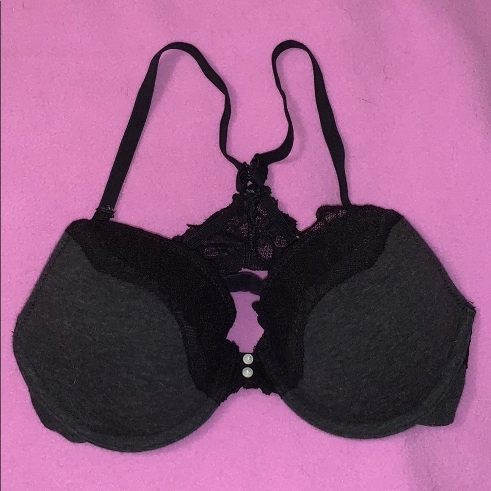aerie black and dark grey lace racerback bra
